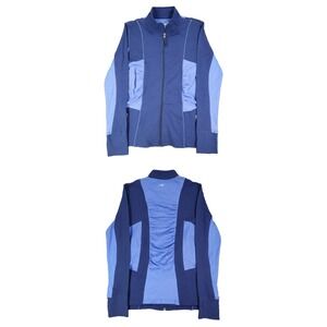 Aveva Womens M Blue Colorblock Ruched Full Zip Activewear Jacket NWT